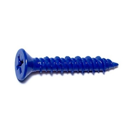 Midwest Fastener Masonry Screw, 3/16" Dia., Flat, 1 1/4 in L, Steel Blue Ruspert, 100 PK 09273